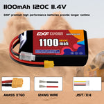 DXF 3S 11.4V 1100mAh 120C LiPo Battery for FPV Micro Drones (PH2.0 / JST / XT30 / SM / XT60 / EC5 / XT90 Options)