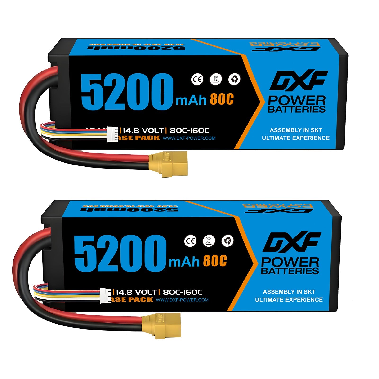 DXF LiPo Battery 4S 14.8V 5200mAh 80C Graphene Softcase with EC5 / T / TRX / XT60 / XT90 / XT150 / Q8s Plug for RC 1/8 1/10 Buggy Truck Car Off-Road Drone