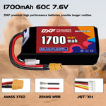 DXF LiPo Battery 2S HV 7.6V 1700mAh 60C with PH2.0 / JST / XT30 / SM / XT60 / EC5 / XT90 for FPV Drone Whoop Micro Racing