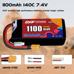 DXF 2S 7.4V 1400mAh 120C LiPo Battery for FPV Micro Drones (PH2.0 / JST / XT30 / SM / XT60 / EC5 / XT90 Options)