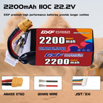 DXF LiPo Battery 6S 22.2V 2200mAh 110C with PH2.0 / JST / XT30 / SM / XT60 / EC5 / XT90 for FPV Drone Whoop Micro Racing