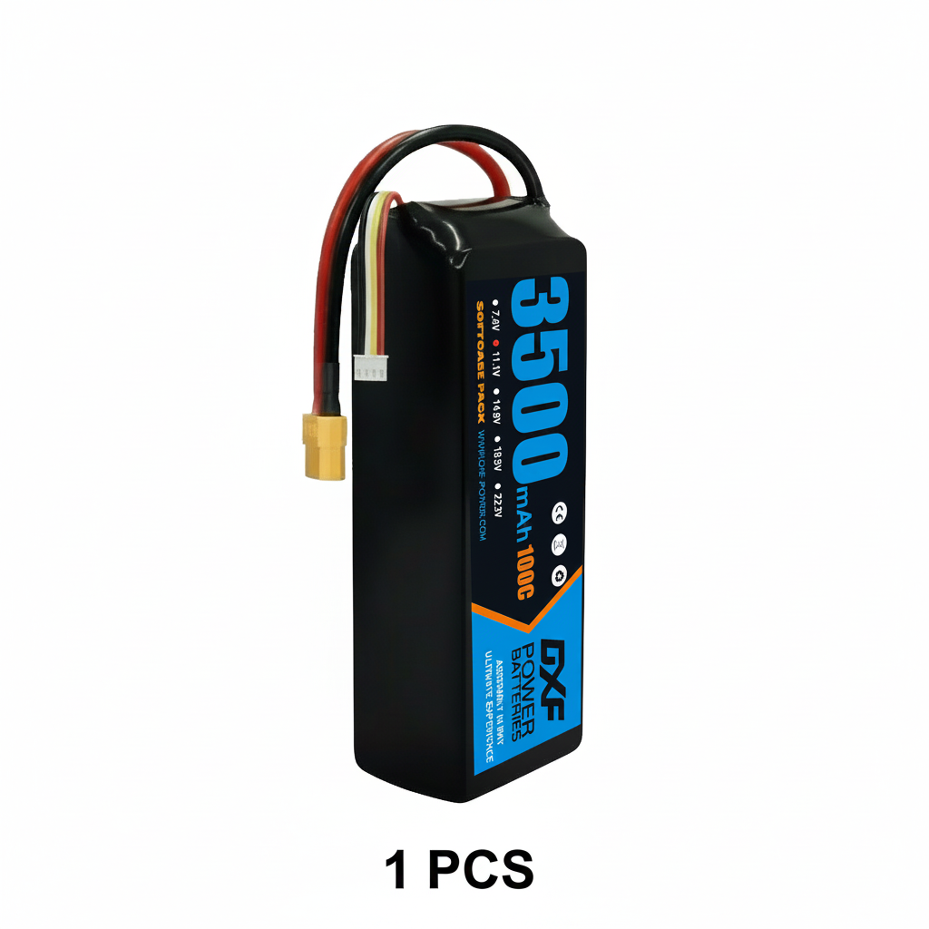 DXF 3S 11.1V 3500mAh 100C Graphene Softcase LiPo Battery with XT60 & 12AWG Wire for RC Cars, Boats & Aircraft Models (1-6 Pack)
