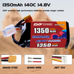 DXF 4S 14.8V 1350mAh 140C LiPo Battery for FPV Micro Drones (PH2.0 / JST / XT30 / SM / XT60 / EC5 / XT90 Options)