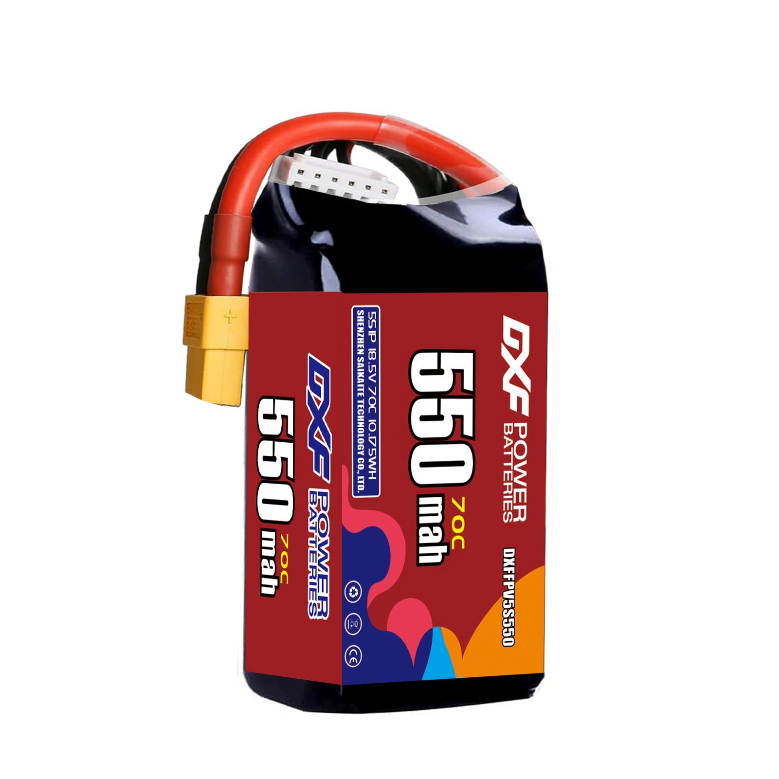 DXF LiPo Battery 5S 18.5V 550mAh 70C with PH2.0 / JST / XT30 / SM / XT60 / EC5 / XT90 for FPV Drone Whoop Micro Racing