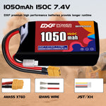 DXF 2S 7.4V 1050mAh 150C LiPo Battery for FPV Micro Drones (PH2.0 / JST / XT30 / SM / XT60 / EC5 / XT90 Options)