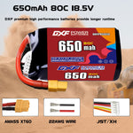 DXF LiPo Battery 5S 18.5V 650mAh 80C with PH2.0 / JST / XT30 / SM / XT60 / EC5 / XT90 for FPV Drone Whoop Micro Racing