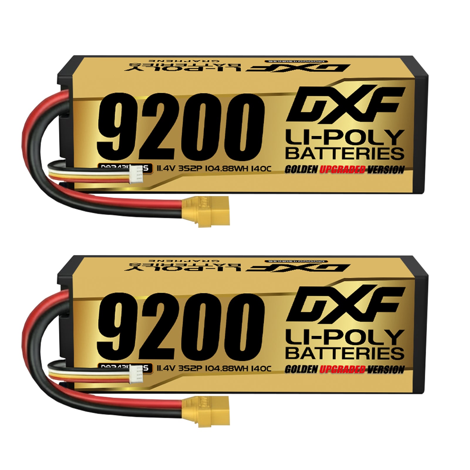 DXF LiPo Battery 3S HV 11.4V 9200mAh 140C Graphene Hardcase Gold with EC5 / T / TRX / XT60 / XT90 / XT150 / Q8s Plug for RC 1/8 1/10 Buggy Truck Car Off-Road Drone