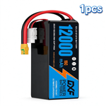 DXF 6S 22.2V 12000mAh 15C Soft Case LiPo Battery with 8AWG Wire for Toy Cars, Boats, UAVs & Drones (1-6 Pack)