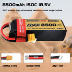 DXF LiPo Battery 5S 18.5V 8500mAh 150C Graphene Softcase with EC5 / T / TRX / XT60 / XT90 / XT150 / Q8s Plug for RC 1/8 1/10 Buggy Truck Car Off-Road Drone