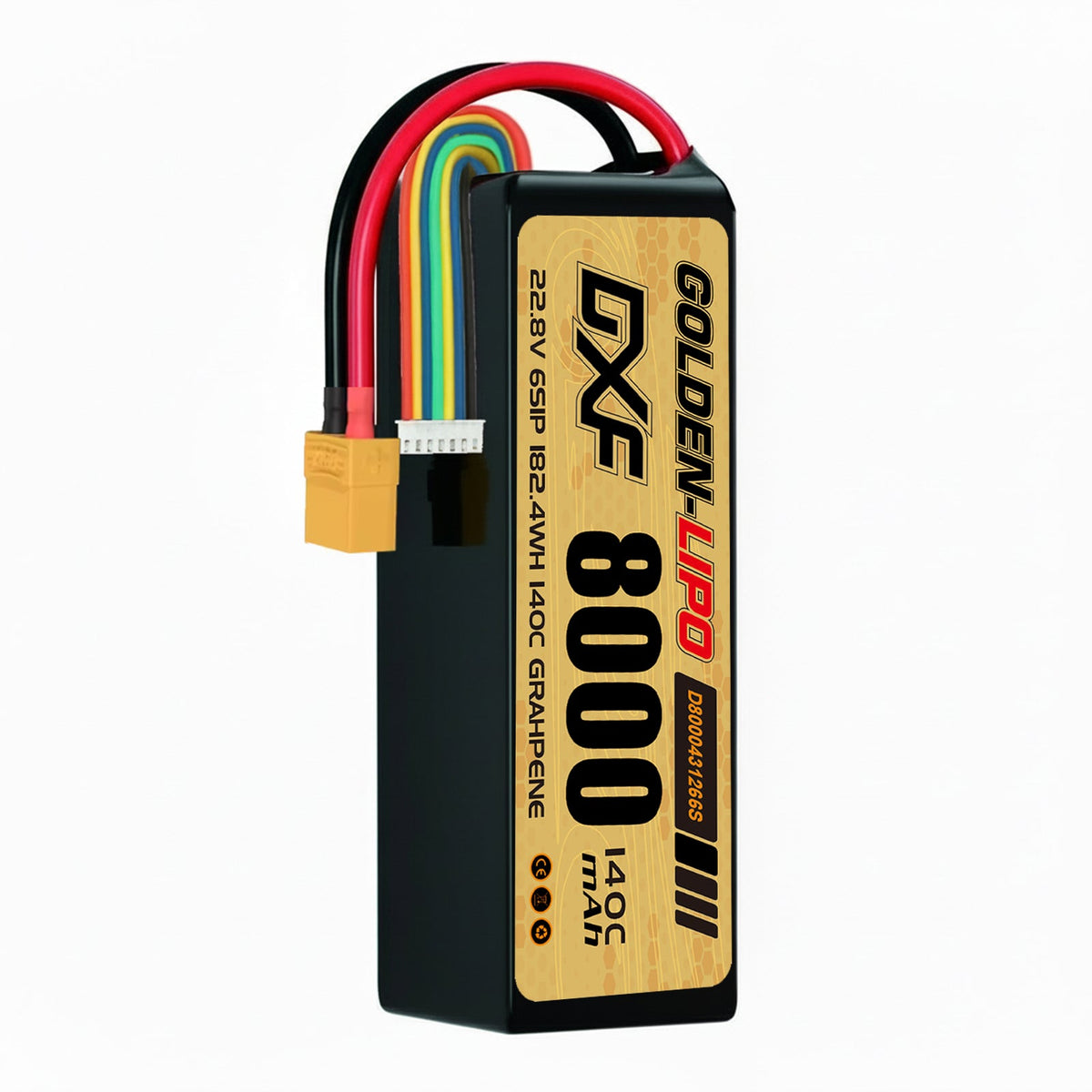 DXF Lipo Battery 6S HV 22.8V 8000mAh 140C GoldSeries Graphene Softcase with EC5 / T / TRX / XT60 / XT90 / XT150 / Q8s | RC Car Boat Drone