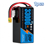DXF SEMI-SOLID 12S 44.4V 33000mAh 10C Soft Case LiPo Battery with 8AWG Wire for Toy Cars, Boats, UAVs & Drones (1-6 Pack)