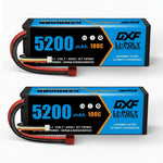 DXF 3S 11.1V 5200mAh 100C Hardcase LiPo Battery with 10AWG Deans for 1/8 1/10 RC Cars, Trucks, Buggies (2 Pack Available)