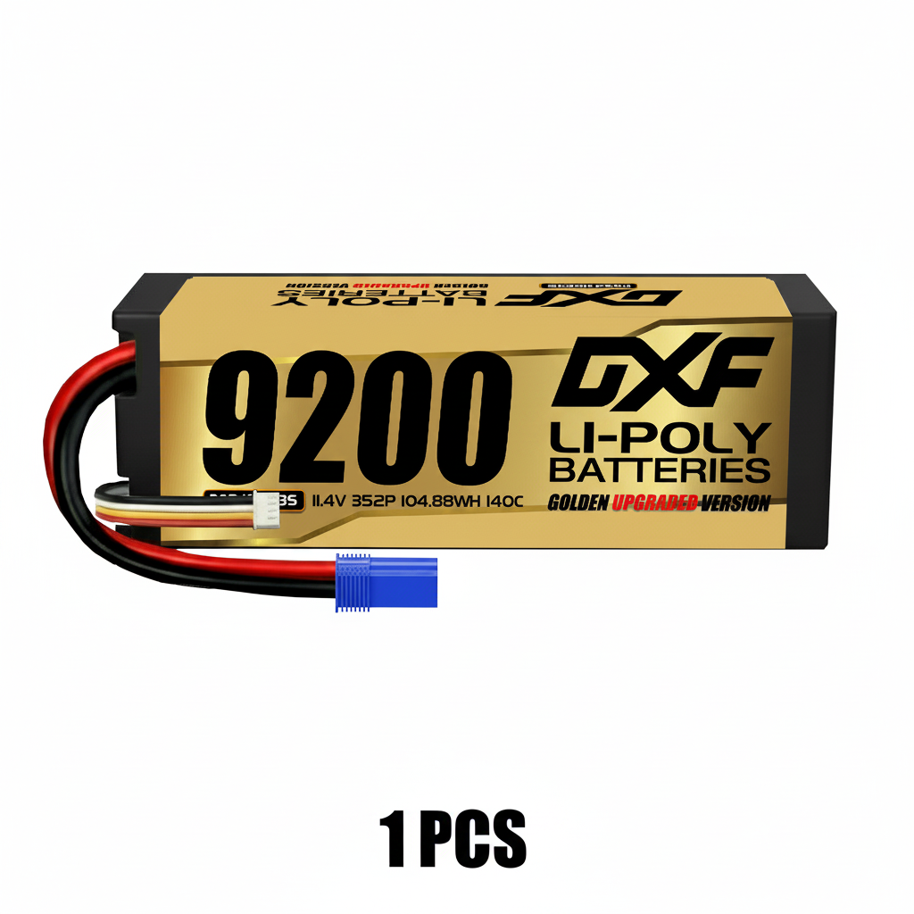 DXF 3S 11.4V 9200mAh 140C Hardcase LiPo Battery with 10AWG EC5 for 1/8 1/10 RC Cars, Boats, Trucks (1-6 Pack Available)
