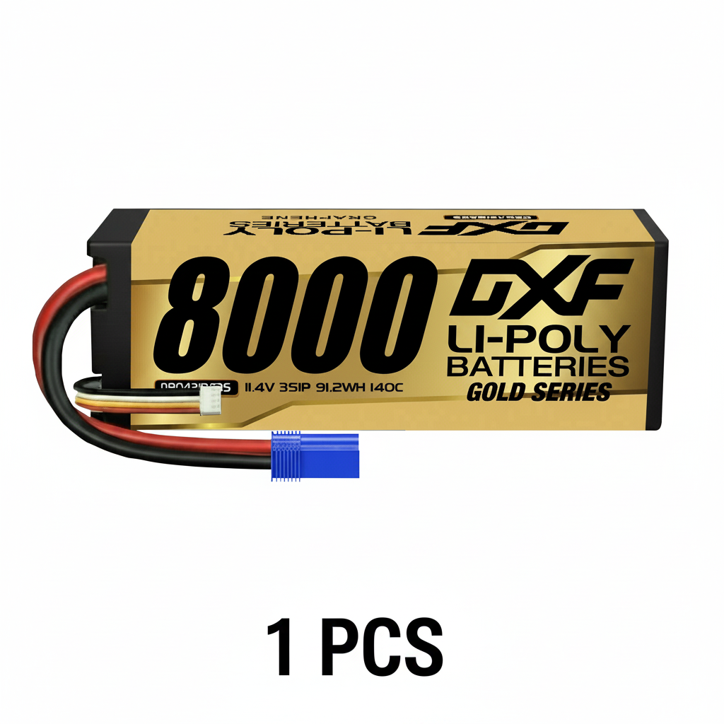 DXF 3S 11.4V 8000mAh 140C Graphene Hardcase LiPo Battery with EC5 Plug for 1/8 1/10 RC Cars, Trucks, Buggies (1-6 Pack Available)