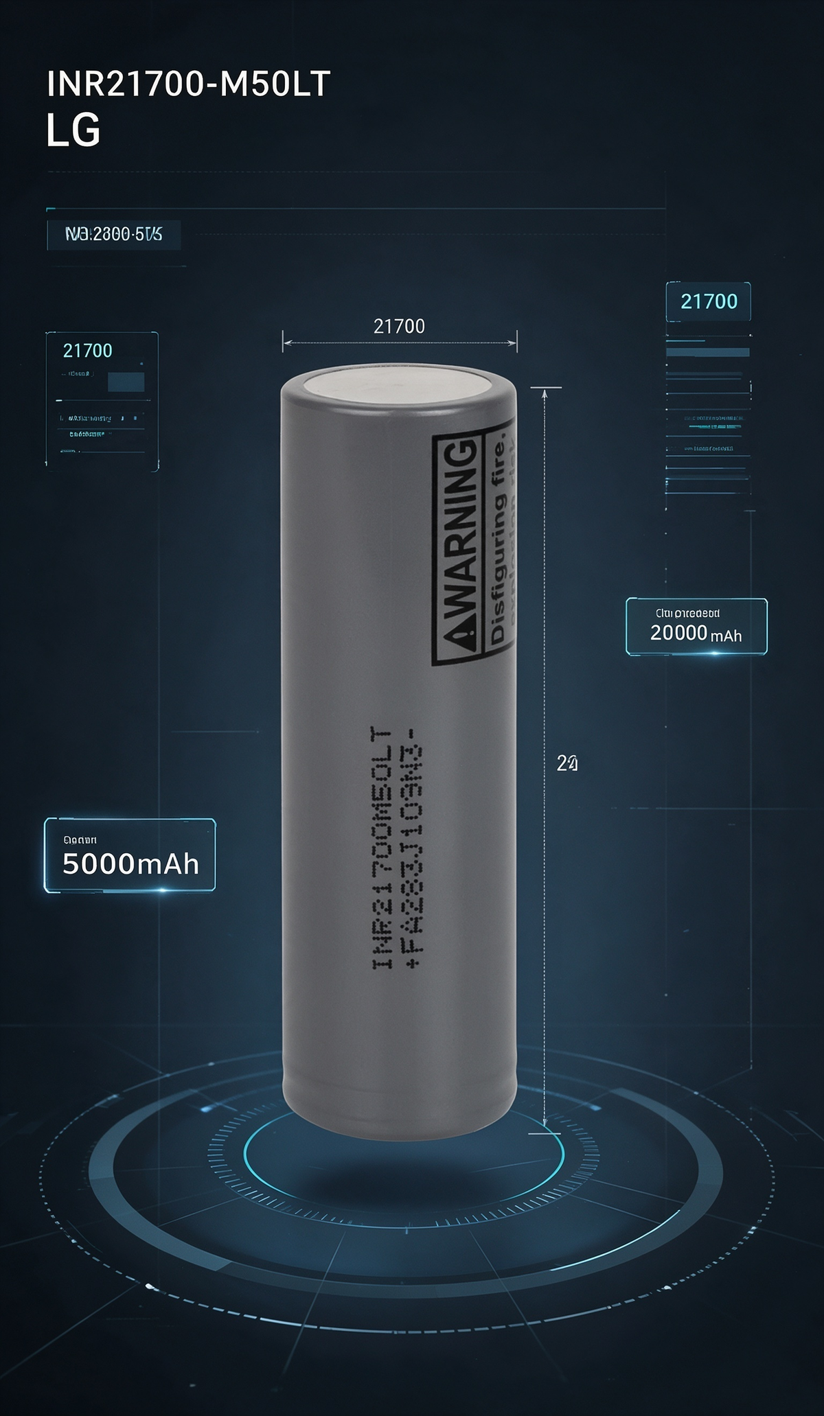 LG M50LT INR21700M50LT 5000mAh 14A Li-ion Battery for E-Bikes, Flashlights & DIY Battery Packs (1-100 PCS)