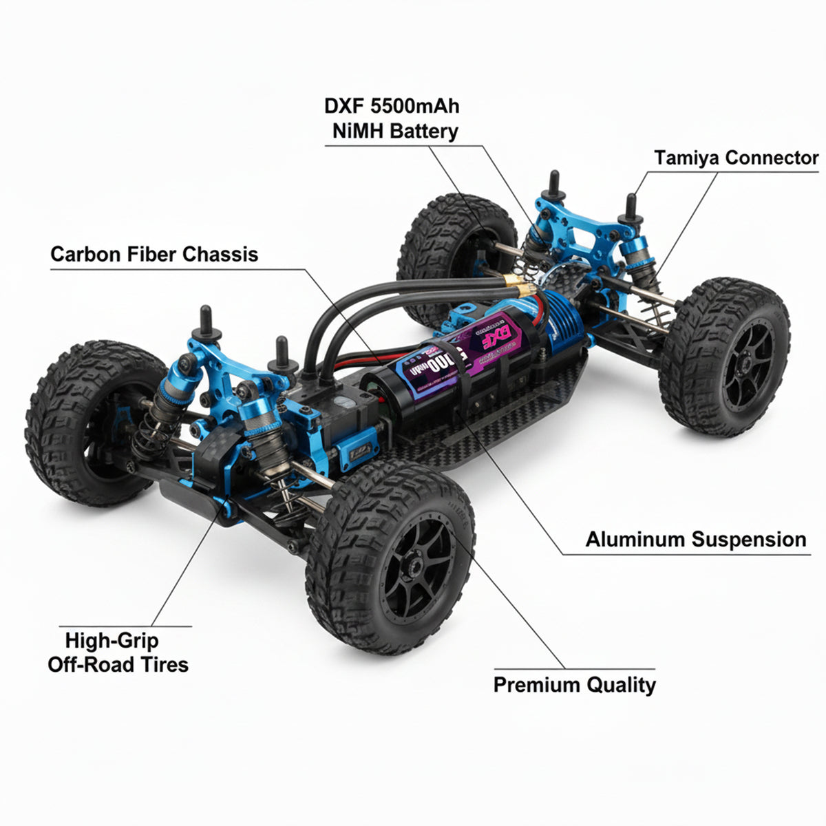 DXF NiMH SC Battery 6S 7.2V 5000mAh with Tamiya / EC3 / T-Plug / XT60 Connector for RC 1/10 Car Truck Buggy