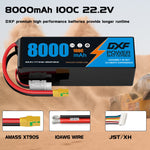 DXF LiPo Battery 6S2P 22.2V 8000mAh 100C Graphene Softcase Blue with EC5 / T / TRX / XT60 / XT90 / XT150 / Q8s Plug for RC 1/8 1/10 Buggy Truck Car Off-Road Drone
