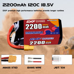 DXF 5S 18.5V 2200mAh 120C LiPo Battery for FPV Micro Drones (PH2.0 / JST / XT30 / SM / XT60 / EC5 / XT90 Options)