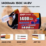 DXF 4S 14.8V 1400mAh 150C LiPo Battery for FPV Micro Drones (PH2.0 / JST / XT30 / SM / XT60 / EC5 / XT90 Options)
