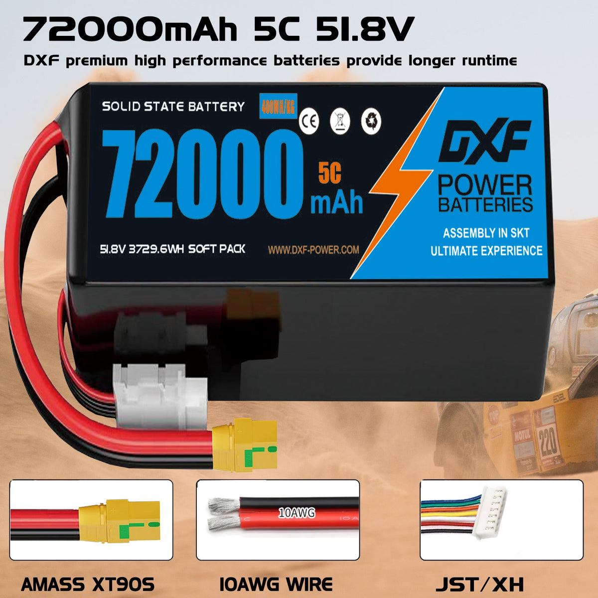 (CN)DXF 14S Lipo Battery 51.8V 5C 72000mAh Soft Case Battery  for Drone UAV FPV Car Truck Tank RC Buggy Truggy Racing Hobby