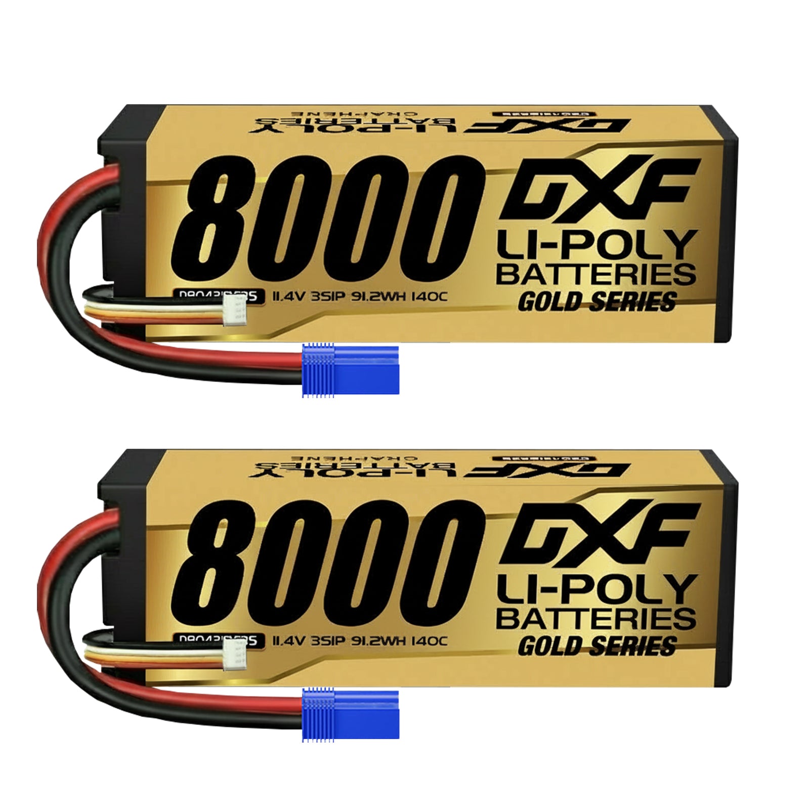 DXF 3S 11.4V 8000mAh 140C Graphene Hardcase LiPo Battery with EC5 Plug for 1/8 1/10 RC Cars, Trucks, Buggies (1-6 Pack Available)