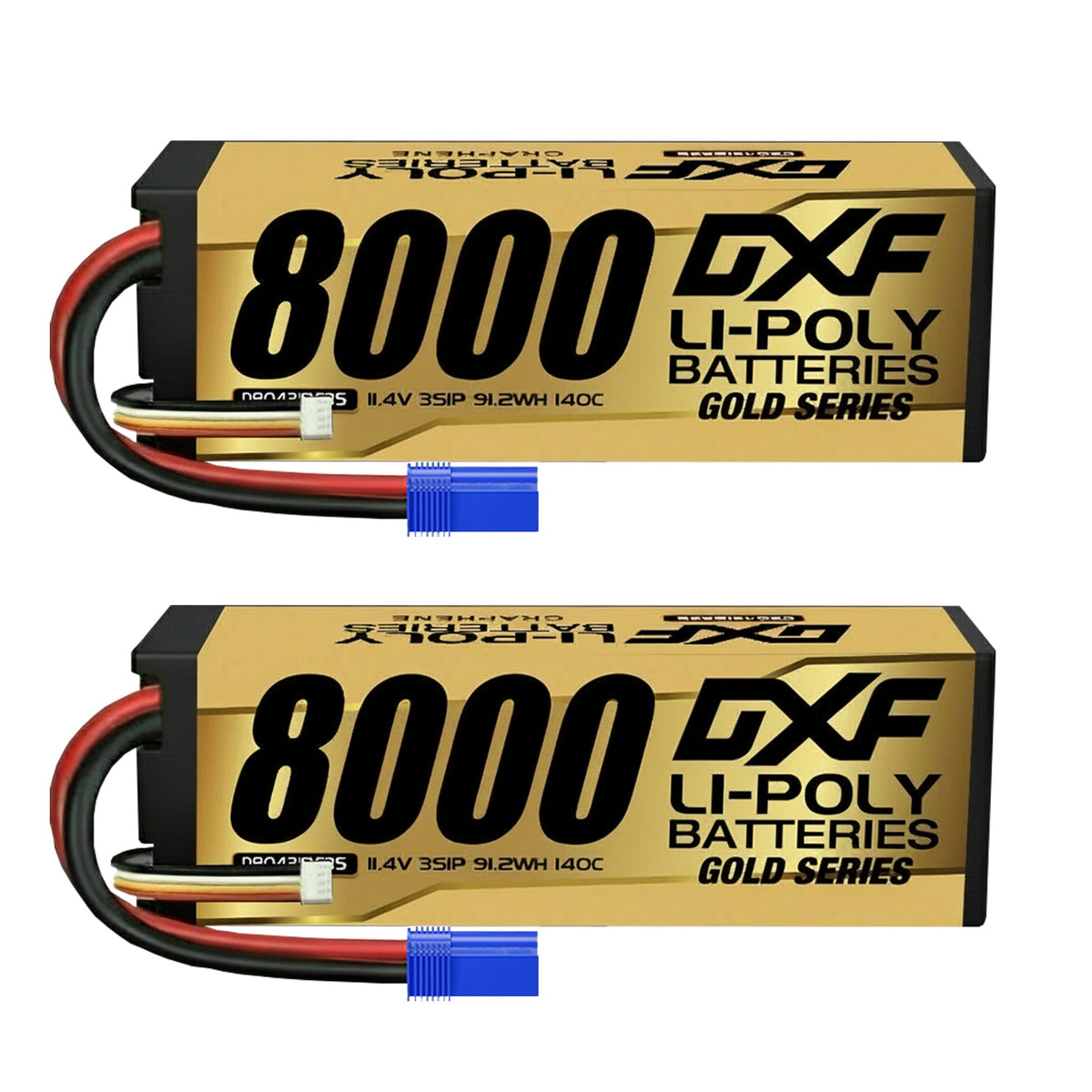 DXF 3S 11.4V 8000mAh 140C Graphene Hardcase LiPo Battery with EC5 Plug for 1/8 1/10 RC Cars, Trucks, Buggies (1-6 Pack Available)