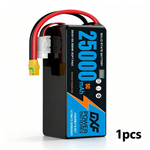 DXF 6S 22.2V 25000mAh 5C Soft Case LiPo Battery with 8AWG Wire for Toy Cars, Boats, UAVs & Drones (1-6 Pack)