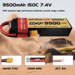 DXF LiPo Battery 2S 7.4V 9500mAh 150C Graphene Softcase with EC5 / T / TRX / XT60 / XT90 / XT150 / Q8s Plug for RC 1/8 1/10 Buggy Truck Car Off-Road Drone