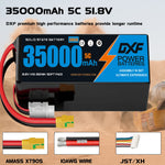DXF SEMI-SOLID 14S 51.8V 35000mAh 5C Soft Case LiPo Battery with 8AWG Wire for UAVs & Drones (1-6 Pack)