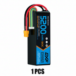 DXF 6S 22.2V 5200mAh 80C Softcase LiPo Battery with XT60 & 10AWG Wire for 1/8 RC Cars (1-6 Pack)