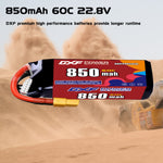 DXF LiPo Battery 6S HV 22.8V 850mAh 60C with PH2.0 / JST / XT30 / SM / XT60 / EC5 / XT90 for FPV Drone Whoop Micro Racing