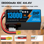DXF SEMI-SOLID 12S 44.4V 13000mAh 10C Soft Case LiPo Battery with 8AWG Wire for UAVs & Drones (1-6 Pack)