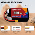 DXF 3S 11.4V 650mAh 120C LiPo Battery for FPV Micro Drones (PH2.0 / JST / XT30 / SM / XT60 / EC5 / XT90 Options)