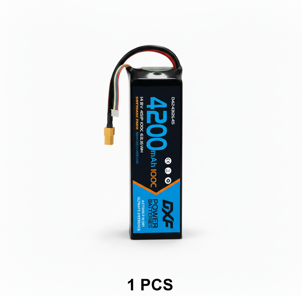 DXF 4S 14.8V 4200mAh 100C Graphene Soft Case LiPo Battery with XT60 Plug for Drones, Airplanes, Boats & RC Cars (2, 4, 6 Pack Available)