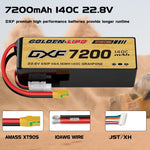 DXF Lipo Battery 6S HV 22.8V 7200mAh 140C GoldSeries Graphene Softcase with EC5 / T / TRX / XT60 / XT90 / XT150 / Q8s Plug for RC 1/8 1/10 Buggy Truck Car Off-Road Drone