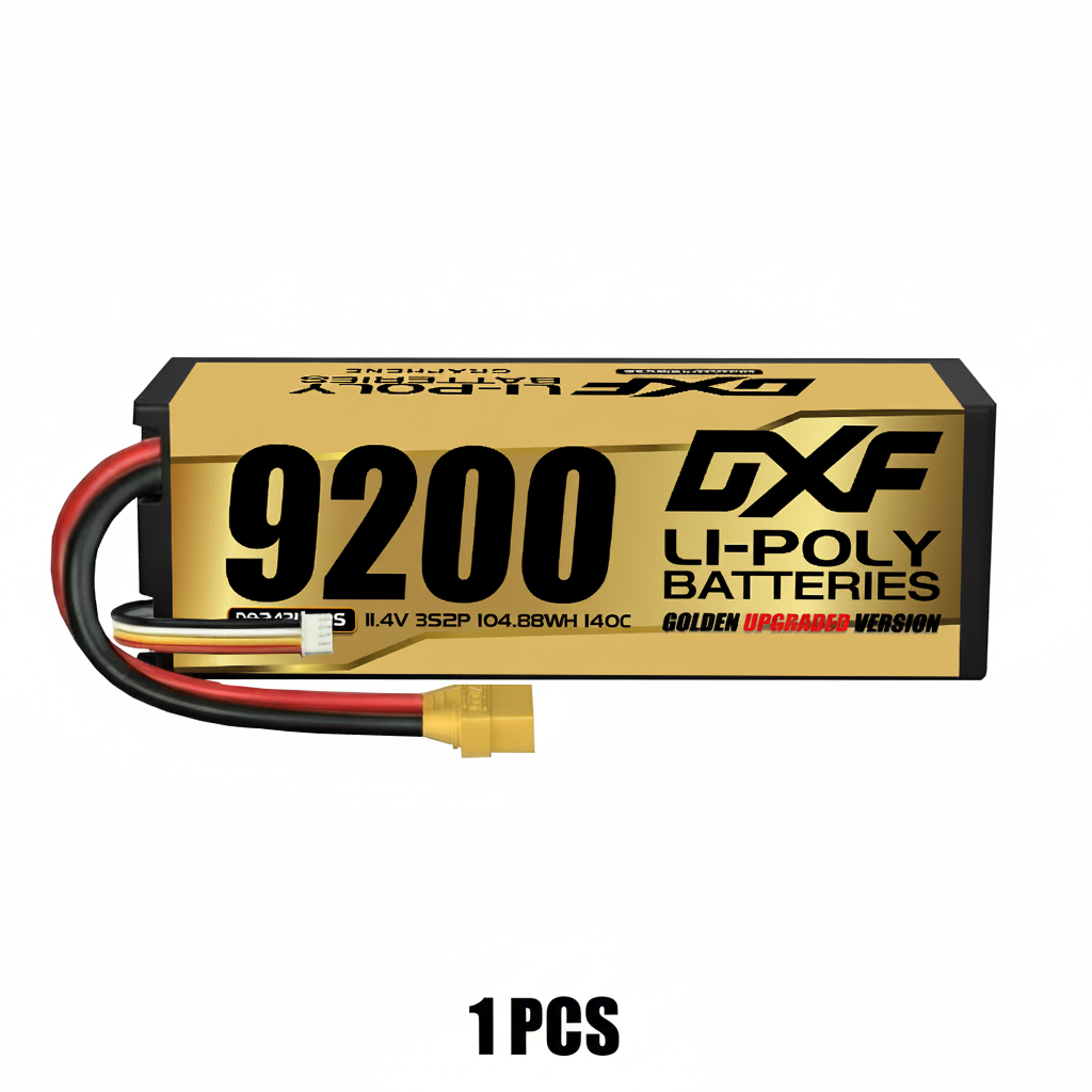 DXF Blue Series 3S HV 11.4V 9200mAh 140C Graphene Hardcase LiPo Battery with XT90 & 10AWG Wire (1-6 Pack)