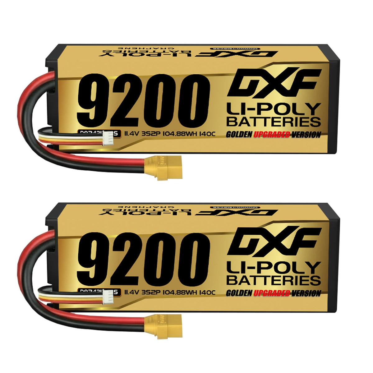 DXF LiPo Battery 4S HV 15.2V 9200mAh 140C Graphene Hardcase Gold with EC5 / T / TRX / XT60 / XT90 / XT150 / Q8s Plug for RC 1/8 1/10 Buggy Truck Car Off-Road Drone