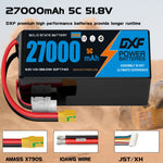 DXF SEMI-SOLID 14S 51.8V 27000mAh 5C Soft Case LiPo Battery with 8AWG Wire for Toy Cars, Boats, UAVs & Drones (1-6 Pack)