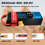 DXF Lipo Battery 6S 22.2V 6500mAh 80C Graphene Softcase with EC5 / T / TRX / XT60 / XT90 / XT150 / Q8s Plug for RC 1/8 1/10 Buggy Truck Car Off-Road Drone