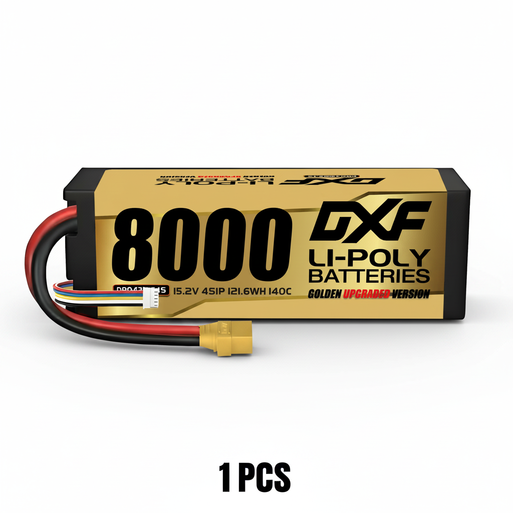 DXF 4S HV 15.2V 8000mAh 140C Graphene Hardcase LiPo Battery with XT90/EC5 & 10AWG Wire (1-6 Pack)
