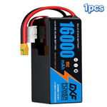 DXF SEMI-SOLID 12S 44.4V 16000mAh 15C Soft Case LiPo Battery with 8AWG Wire for Toy Cars, Boats, UAVs & Drones (1-6 Pack)