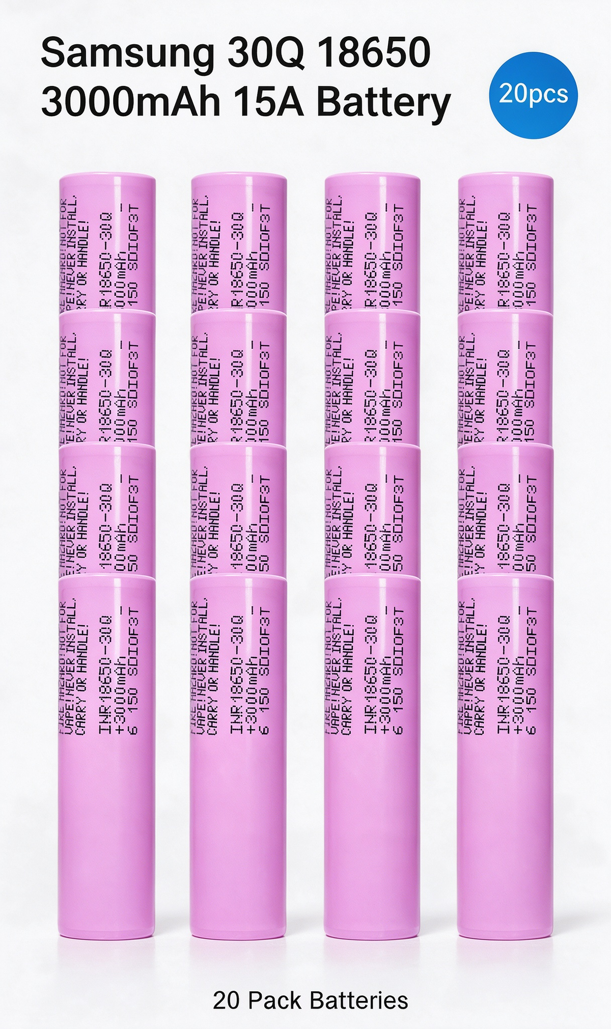 Samsung INR18650-30Q 3000mAh 15A Li-ion Battery for Power Tools, Flashlights, RC & DIY Battery Packs (1-100 PCS)