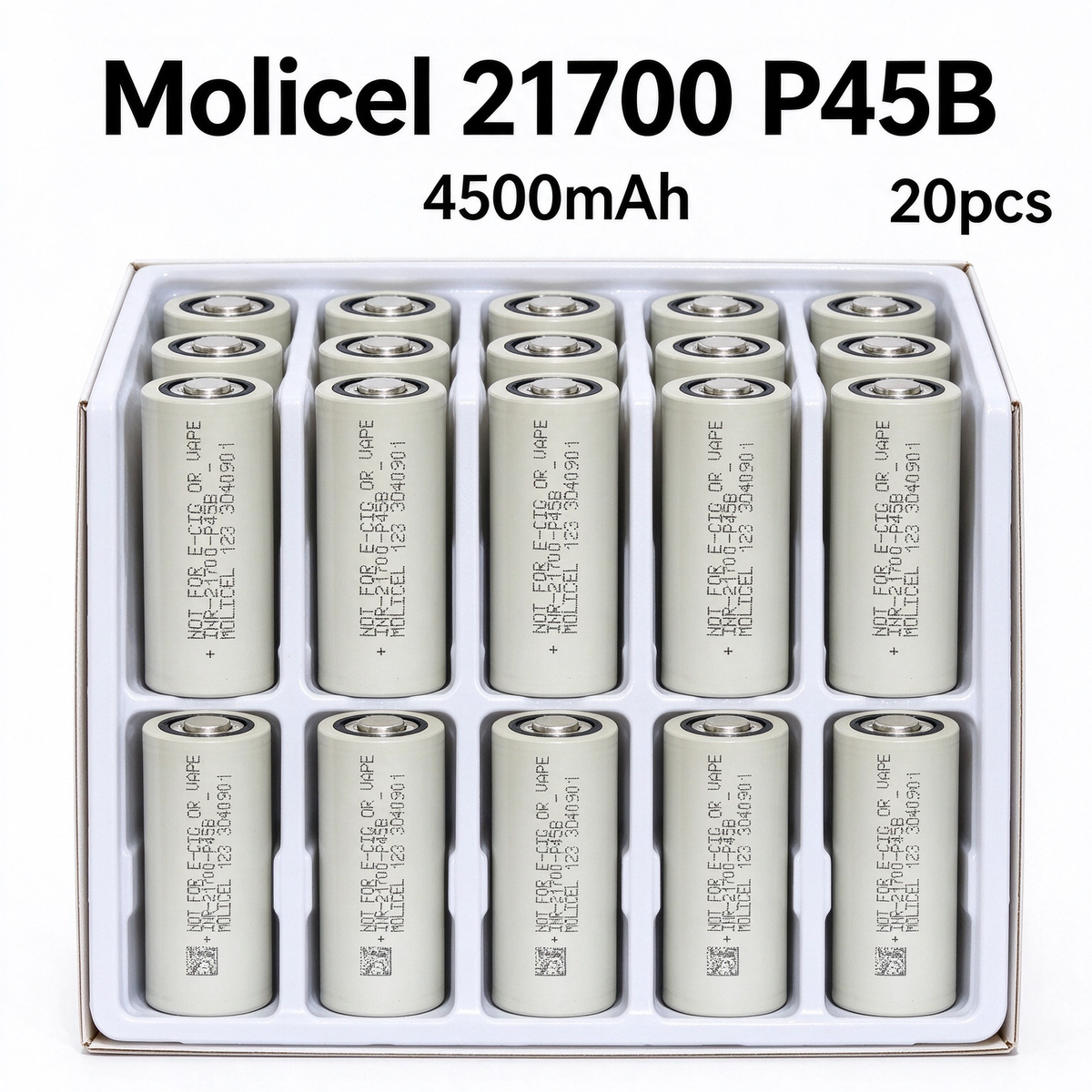 Molicel INR21700-P45B 4500mAh 45A Li-ion Battery for Power Tools, E-Bikes & DIY Battery Packs (1-100 PCS)