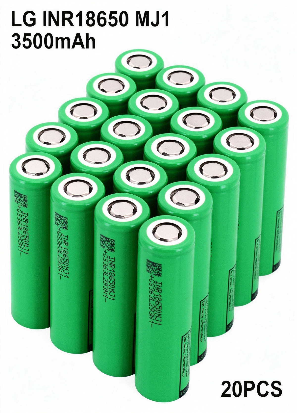 LG MJ1 INR18650-MJ1 3500mAh 10A Li-ion Battery for E-Bikes, Flashlights & DIY Battery Packs (1-100 PCS)