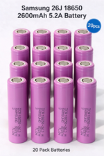 Samsung ICR18650-26J 2600mAh 5.2A Li-ion Battery for Flashlights, Power Banks & DIY Battery Packs (1-100 PCS)