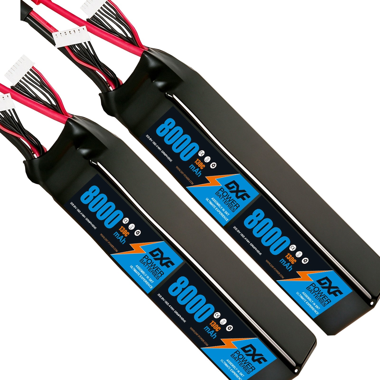 DXF LiPo Battery 12S HV 45.6V 8000mAh 130C Graphene Softcase Blue with EC5 / T / TRX / XT60 / XT90 / XT150 / Q8s Plug for RC 1/8 1/10 Buggy Truck Car Off-Road Drone