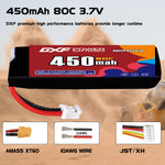 DXF LiPo Battery 1S 3.7V 450mAh 80C with PH2.0 / JST / XT30 / SM / XT60 / EC5 / XT90 for FPV Drone Whoop Micro Racing