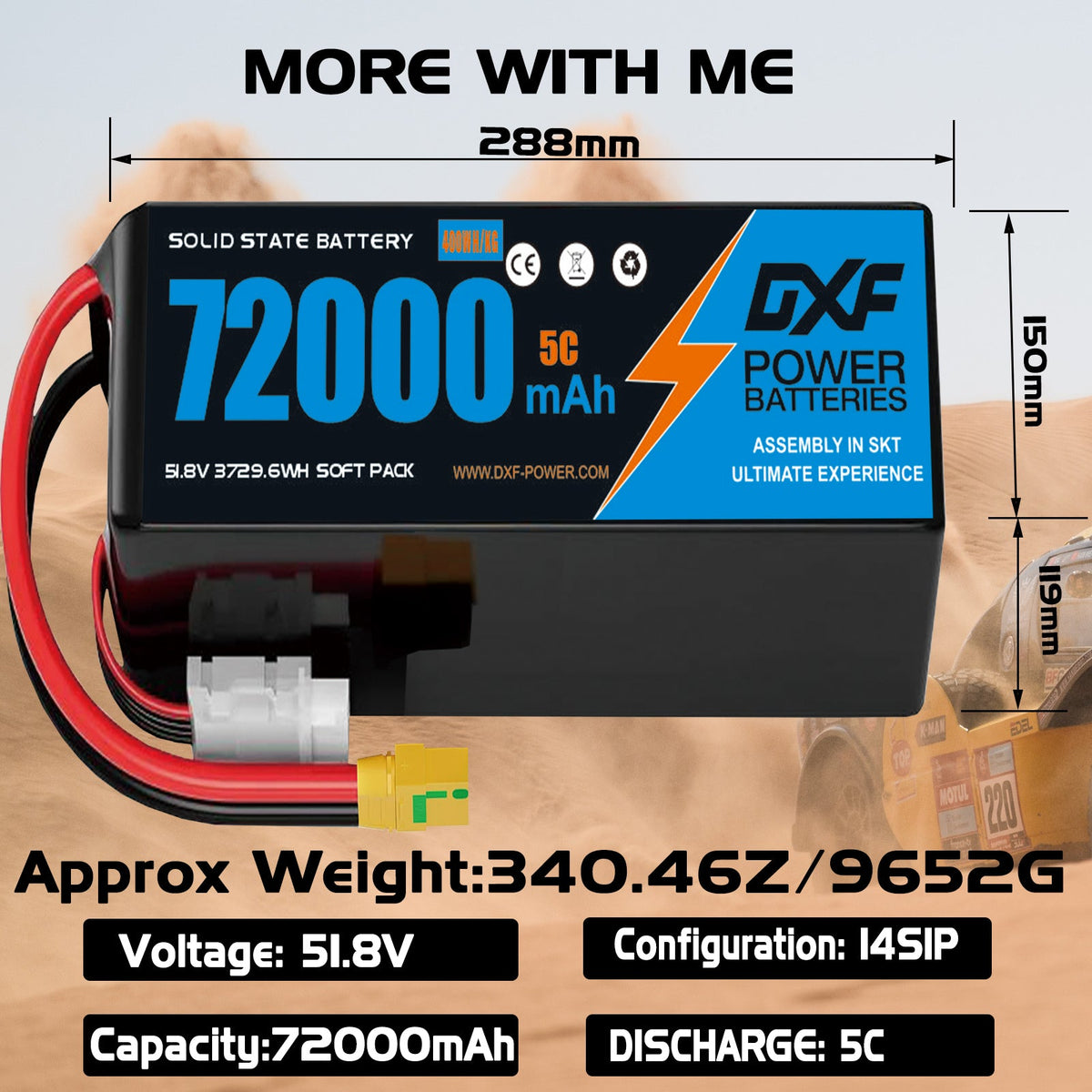 (CN)DXF 14S Lipo Battery 51.8V 5C 72000mAh Soft Case Battery  for Drone UAV FPV Car Truck Tank RC Buggy Truggy Racing Hobby