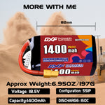 DXF 5S 18.5V 1400mAh 150C LiPo Battery for FPV Micro Drones (PH2.0 / JST / XT30 / SM / XT60 / EC5 / XT90 Options)