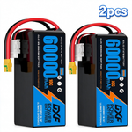 DXF SEMI-SOLID 12S 44.4V 60000mAh 10C Soft Case LiPo Battery with 8AWG Wire for Toy Cars, Boats, UAVs & Drones (1-6 Pack)